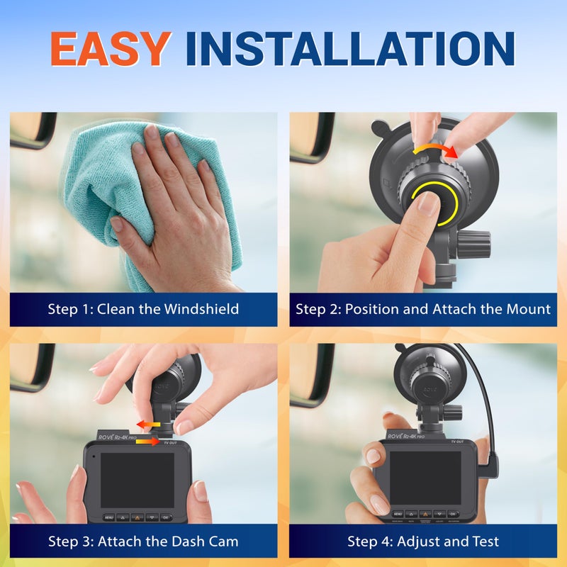 ROVE Suction Cup Mount for R2-4K, R2-4K PRO and R2-4K Dual Dash Camera Models - Image 5
